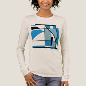 Blau Aquamarin Schwarz MCM Look Mosaic Geometric A Tri-Blend Shirt (Vorderseite)