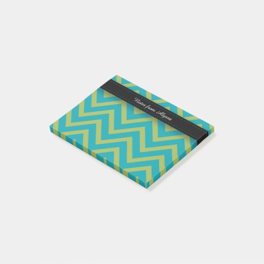 Blau / Aquamarin und grün Zickzack Post-it Klebezettel (angewinkelt)