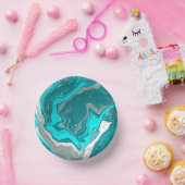 Blau, Aquamarin und türkisfarben - Marmorfliesen K Pappteller (Party)