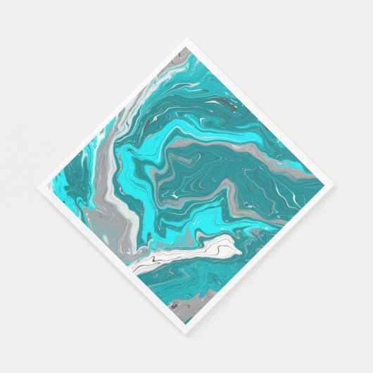 Blau, Aquamarin und türkisfarben - Marmorfliesen K Serviette (Ecke)