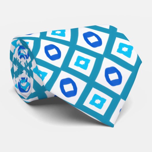 Blau Aquamarin und weiß Krawatte (Gerollt)