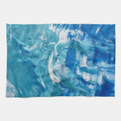 Blau Aquamarin Weiß Abstrakte Acryl Geschirrtuch (Horizontal)