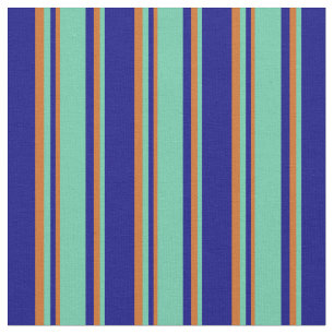 Blau, Aquamarine und Schokolade - farbige Streifen Stoff