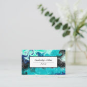 Blau, Aquamariner schwarzer Marmor, Abstraktes Flu Visitenkarte (Stehend Vorderseite)