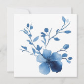 Blau auf Blau, Blume Blossom Save the Date Karte (Rückseite)