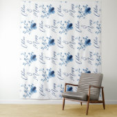 Blau auf blau, Blume Blossom Wandteppich (Beispiel)