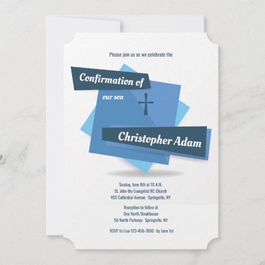 Blau auf blauer Bestätigungs-Einladung Einladung (Vorderseite)