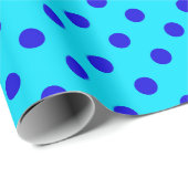 Blau auf Cyan-Punkte-Musterdesign Geschenkpapier (Rolleneckpunkt)