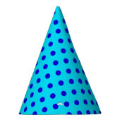 Blau auf Cyan Punkte Musterdesign Partyhütchen (Rechts)