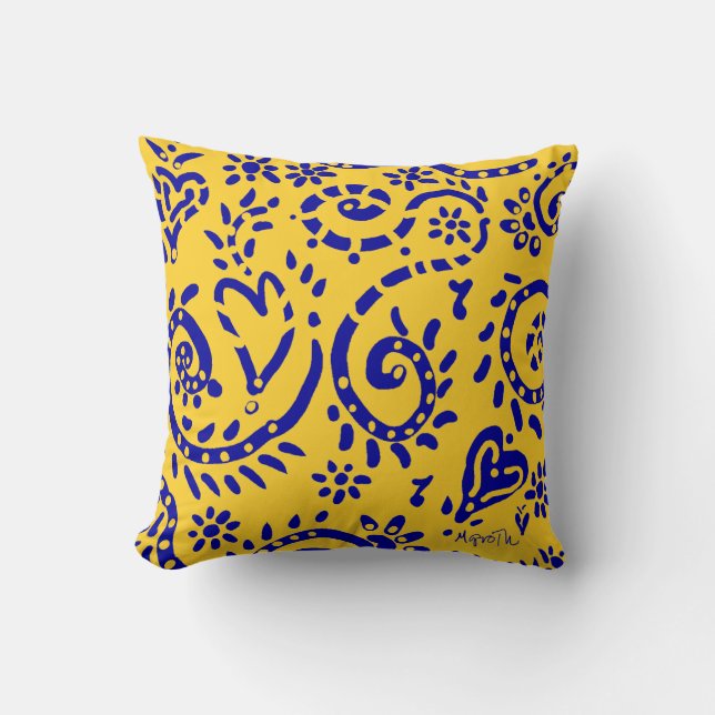 blau auf gelbem Kissen (Vorderseite)