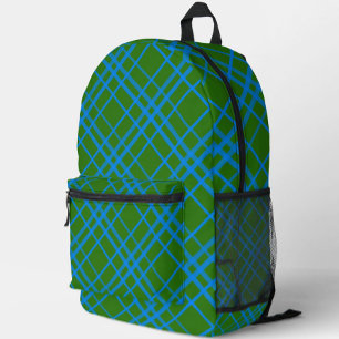 Blau auf grünem Tartan Kariertes Muster Bedruckter Rucksack