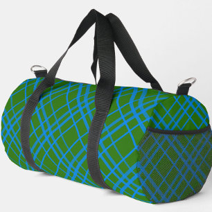 Blau auf grünem Tartan Kariertes Muster Duffle Bag