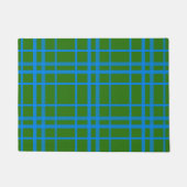 Blau auf grünem Tartan Kariertes Muster Fußmatte (Vorderseite)