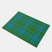 Blau auf grünem Tartan Kariertes Muster Fußmatte (Schrägansicht)