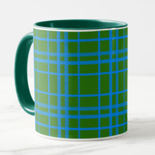Blau auf grünem Tartan Kariertes Muster Tasse