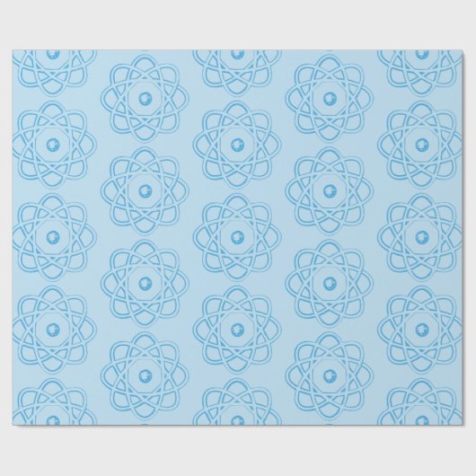 Blau auf hellblauen Atom-Symbolen Geschenkpapier (Flach)