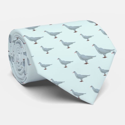 Blau auf hellgrüner Taube Nahtloses Muster Krawatte (Gerollt)