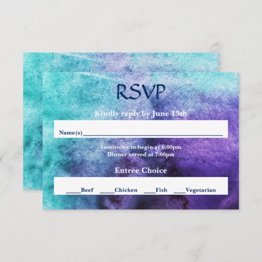Blau auf Lila Wasser - UAWG RSVP Karte (Vorne/Hinten)