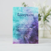 Blau auf Lila Wasserfarbe - Empfang Einladung (Stehend Vorderseite)