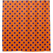 Blau auf Orange Polka Dots Design Duschvorhang (Vorderseite)