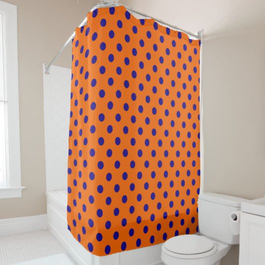 Blau auf Orange Polka Dots Design Duschvorhang