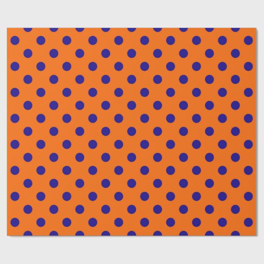 Blau auf Orange Polka Dots Design Geschenkpapier (Flach)