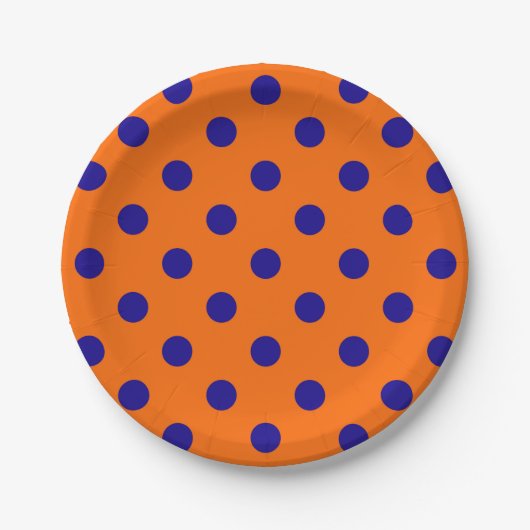 Blau auf Orange Polka Dots Design Pappteller (Vorderseite)