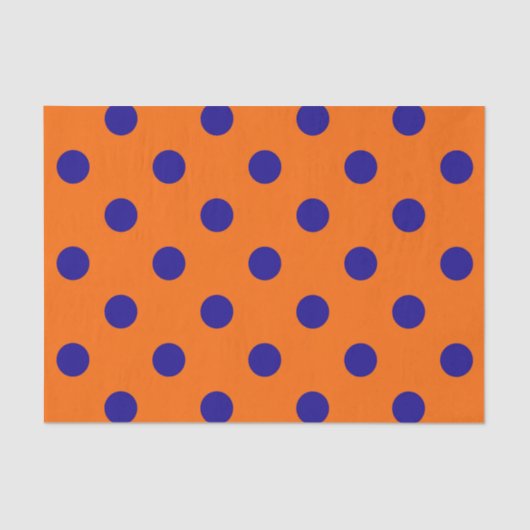 Blau auf Orange Polka Dots Design Seidenpapier (Vorderseite)