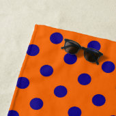 Blau auf Orange Polka Dots Design Strandtuch (Beispiel)