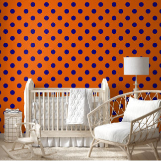 Blau auf Orange Polka Dots Design Tapete