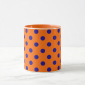 Blau auf Orange Polka Dots Design Tasse (Zentrum)