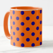 Blau auf Orange Polka Dots Design Tasse