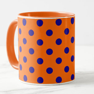 Blau auf Orange Polka Dots Design Tasse