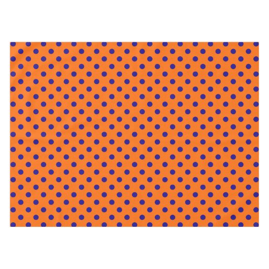 Blau auf Orange Polka Dots Design Tischdecke (Vorderseite (Horizontal))