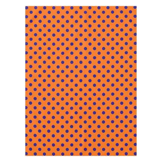 Blau auf Orange Polka Dots Design Tischdecke (Vorderseite)