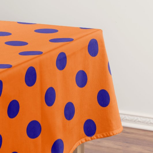 Blau auf Orange Polka Dots Design Tischdecke