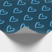 Blau auf preußisch blauer Handgezeichneter Herzen Geschenkpapier (Ecke)