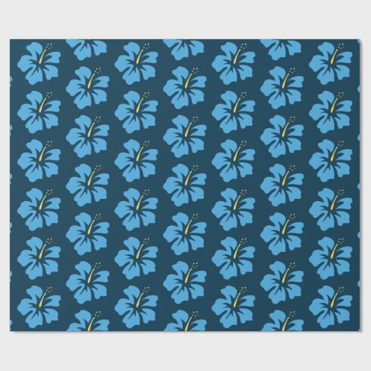 Blau auf preußischem blauen Hibiskus Geschenkpapier (Flach)