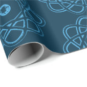 Blau auf preußischen blauen Atom-Symbolen Geschenkpapier (Rolleneckpunkt)