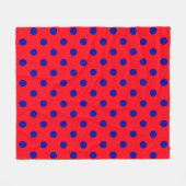 Blau auf Red Polka Dots Design Fleecedecke (Vorderseite (Horizontal))