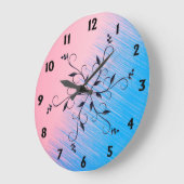 Blau auf rosa Horizont-Uhr Große Wanduhr (Winkel)