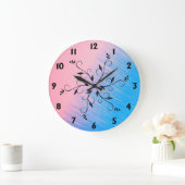 Blau auf rosa Horizont-Uhr Große Wanduhr (Zuhause)