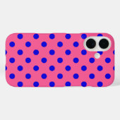 Blau auf rosa Polka Dots Design Case-Mate iPhone Hülle (Rückseite (Horizontal))