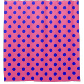 Blau auf rosa Polka Dots Design Duschvorhang (Vorderseite)