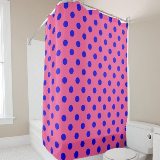 Blau auf rosa Polka Dots Design Duschvorhang