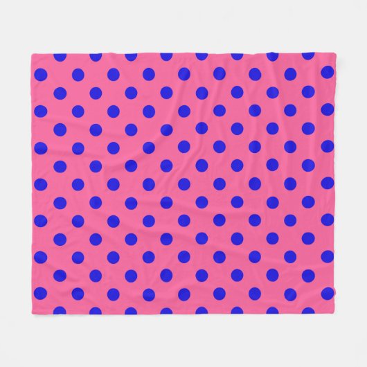 Blau auf rosa Polka Dots Design Fleecedecke (Vorderseite (Horizontal))