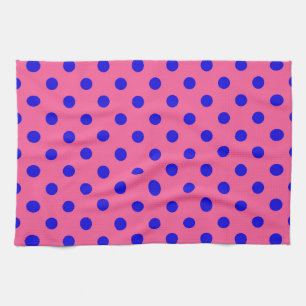 Blau auf rosa Polka Dots Design Geschirrtuch