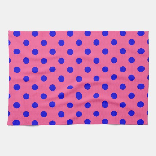 Blau auf rosa Polka Dots Design Geschirrtuch (Horizontal)