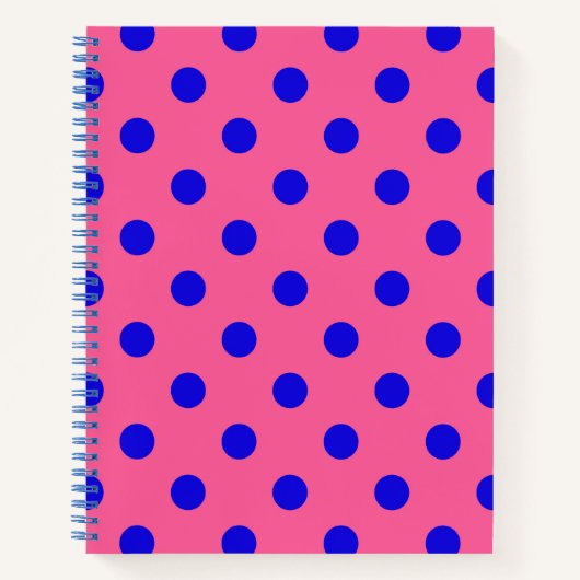Blau auf rosa Polka Dots Design Notizblock (Vorderseite)
