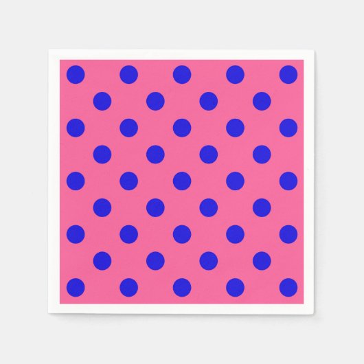 Blau auf rosa Polka Dots Design Serviette (Vorderseite)